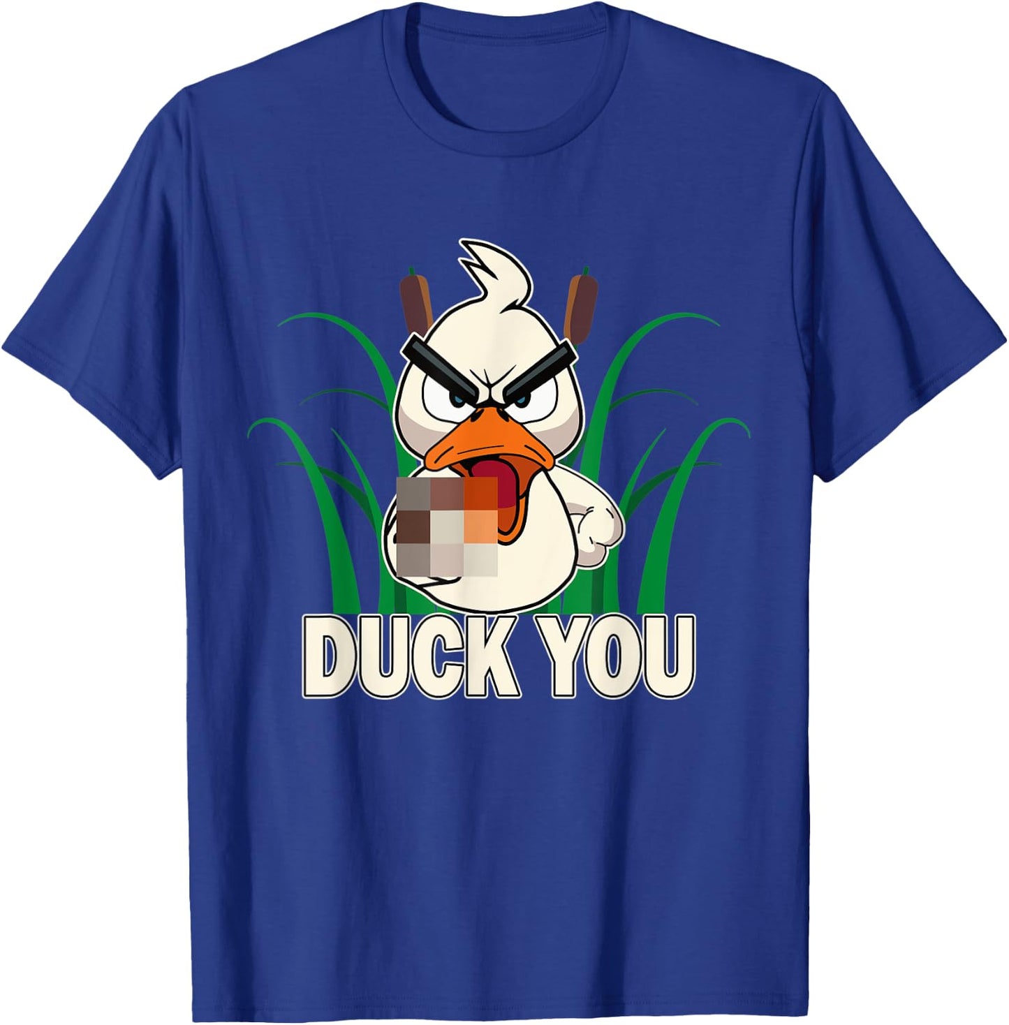 Duck You! Funny Duck With Middle Finger Saying T-Shirt - T-Shirt | Royal