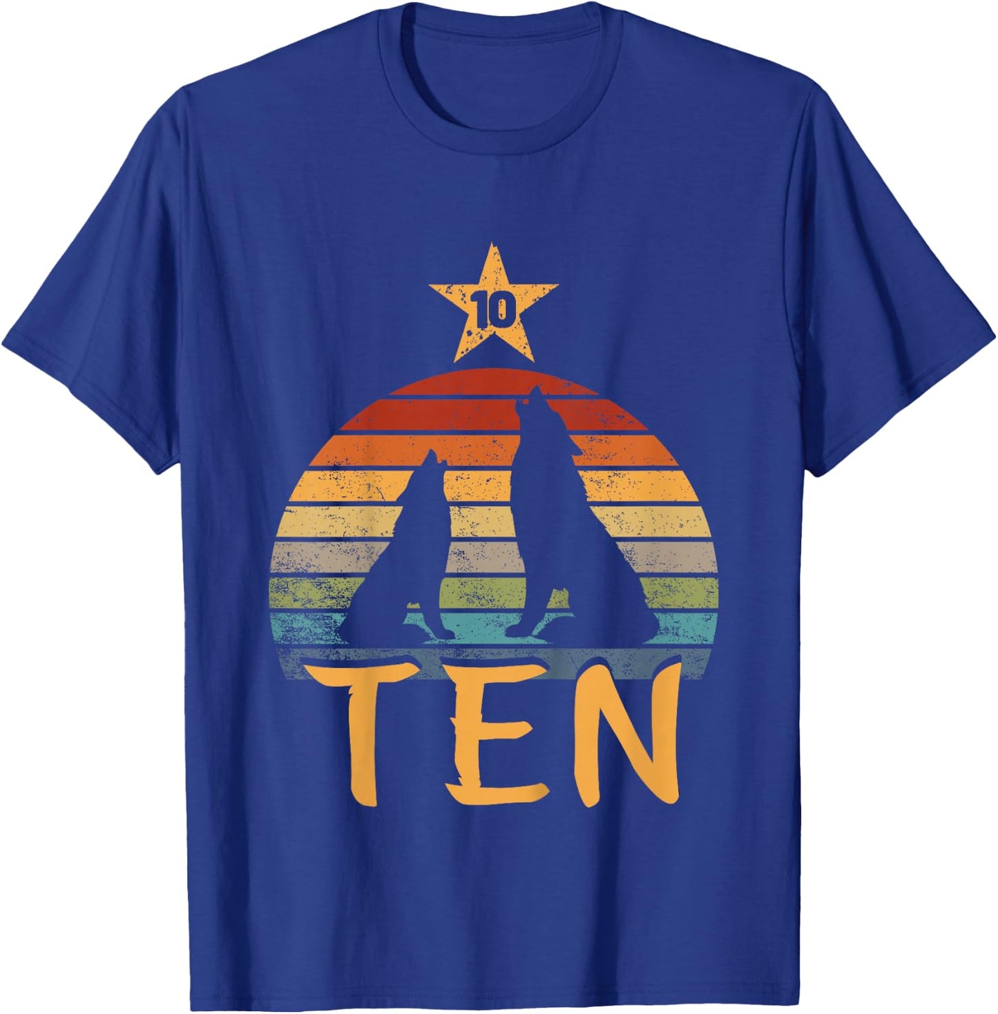 Wolf Birthday 10 Year Old Tenth Wolf 10th Birthday Boy Girl T-Shirt - T-Shirt | Royal
