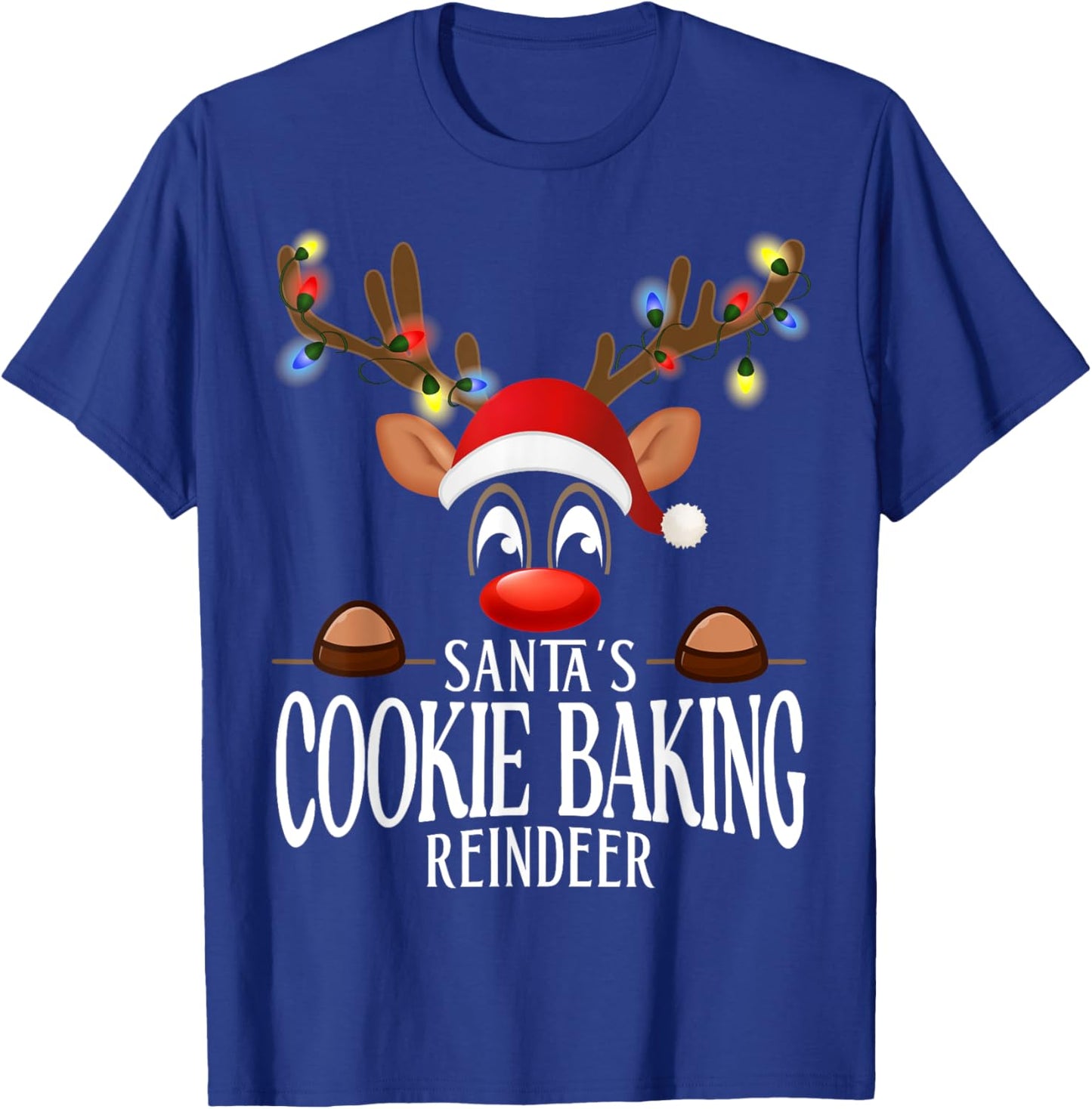 Santa's Cookie baking Reindeer Funny XMas Matching PJS T-Shirt - T-Shirt | Royal