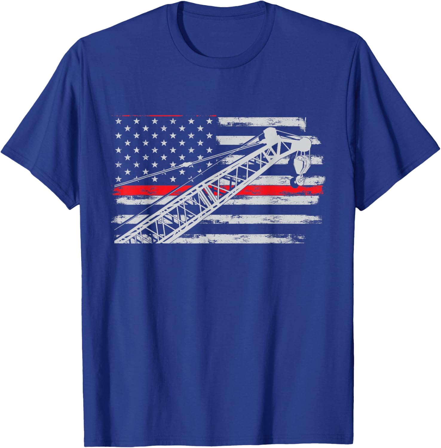 Crane operator Usa Flag Heavy Equipment Crane T-Shirt - T-Shirt | Royal