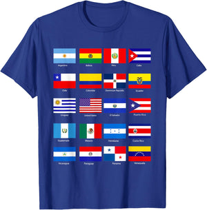 All Latin American Flags Countries Hispanic Heritage Month T-Shirt - T-Shirt | Royal