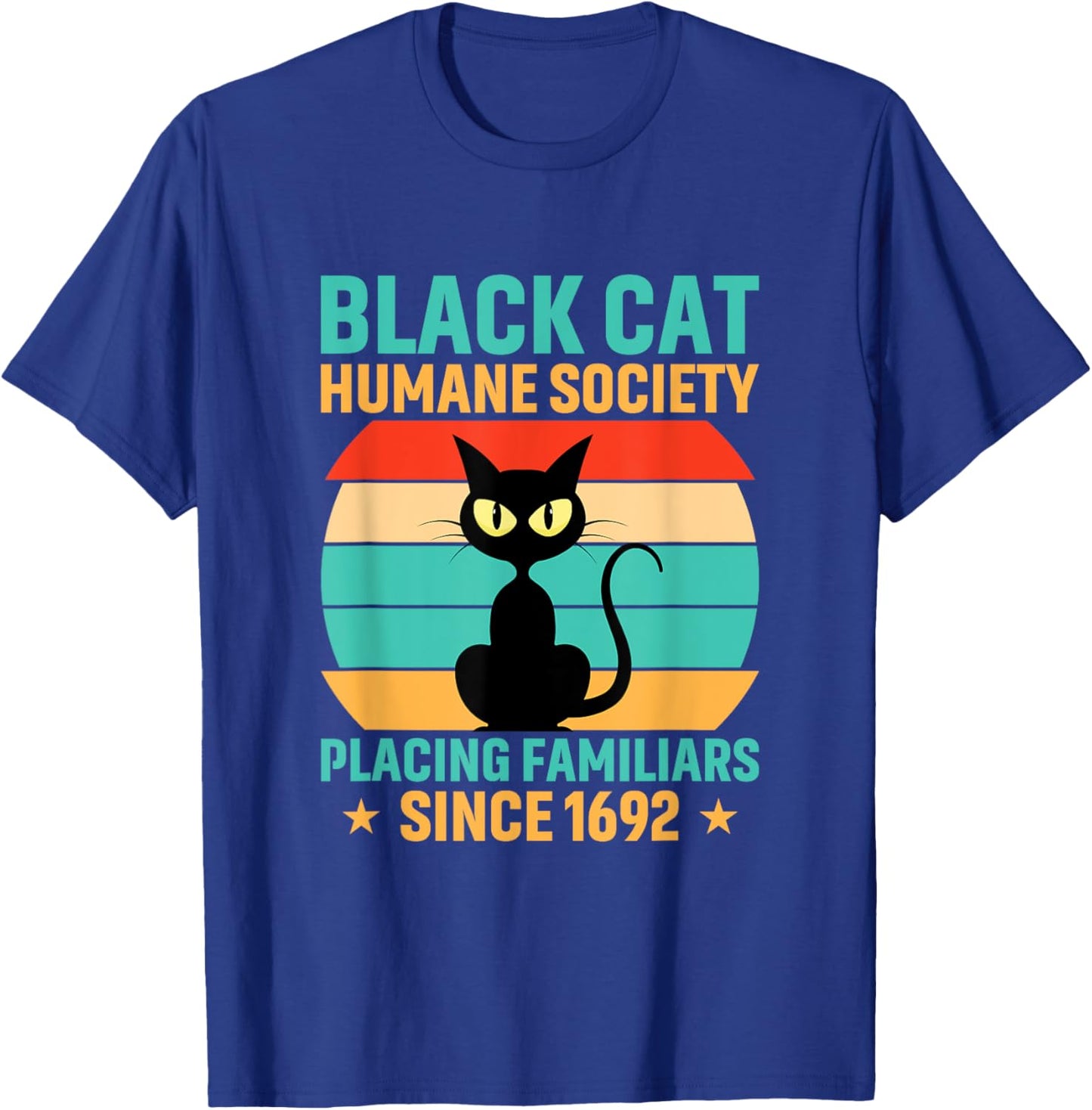 Black Cat Humane Society Cats Retro Kitty Pet T-Shirt - T-Shirt | Royal