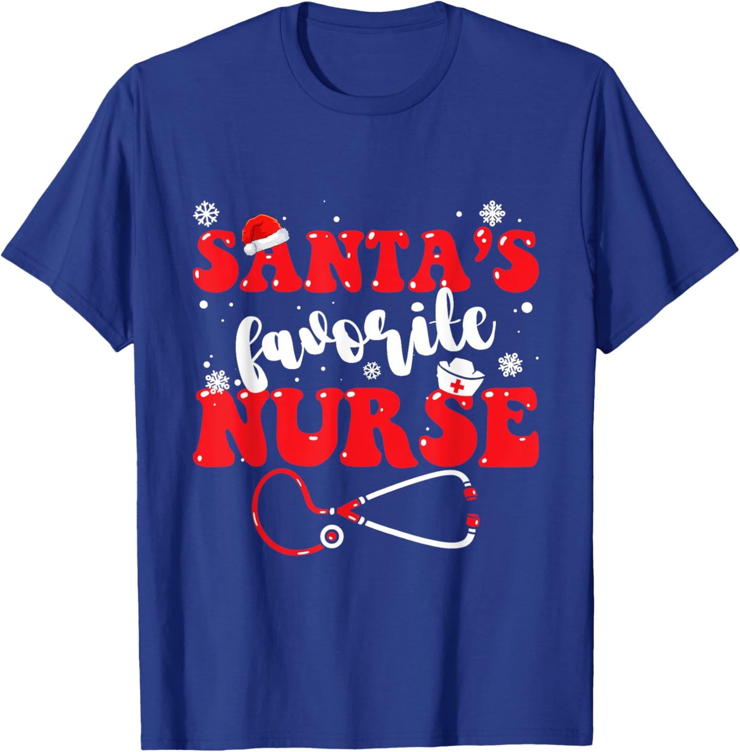 Santa's Favorite Nurse Christmas T-Shirt - T-Shirt | Royal