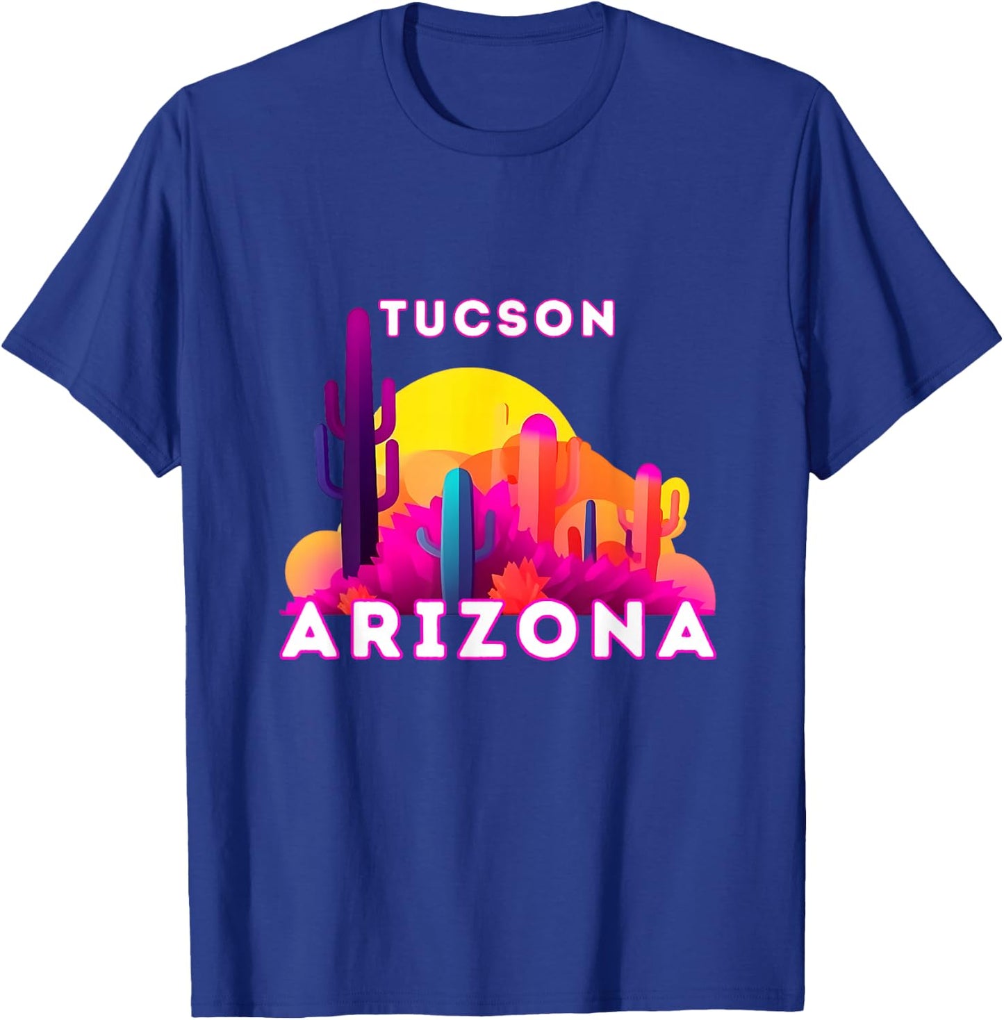 Tucson City Tourist Cactus Desert Arizona Sunset Retro T-Shirt - T-Shirt | Royal