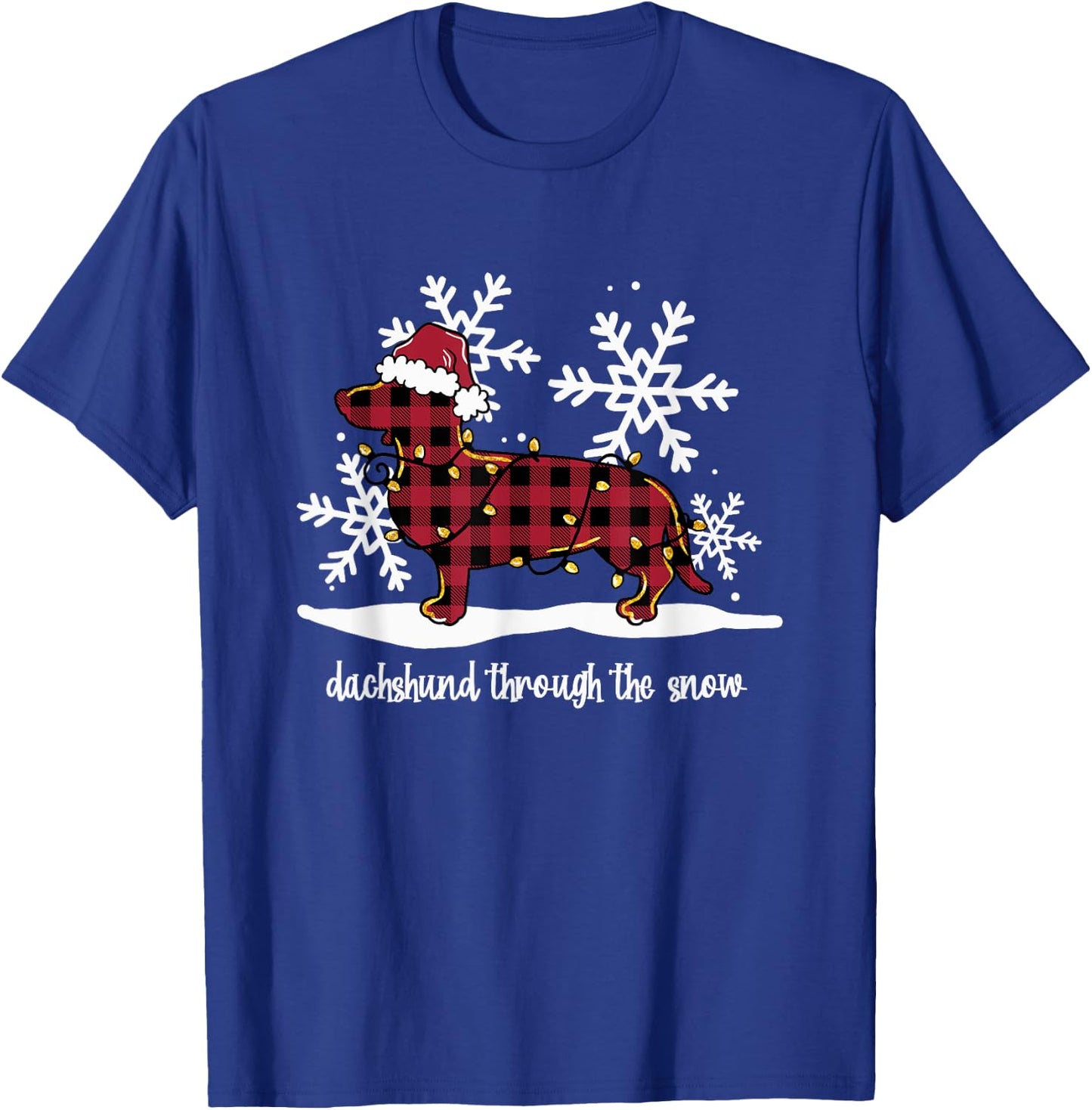 Dachshund Through The White Snow Retro Dachshund Lover Owner T-Shirt - T-Shirt | Royal