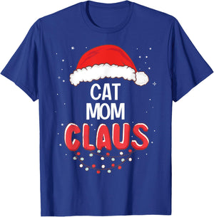 Cat Mom Santa Claus Christmas Matching Costume T-Shirt - T-Shirt | Royal