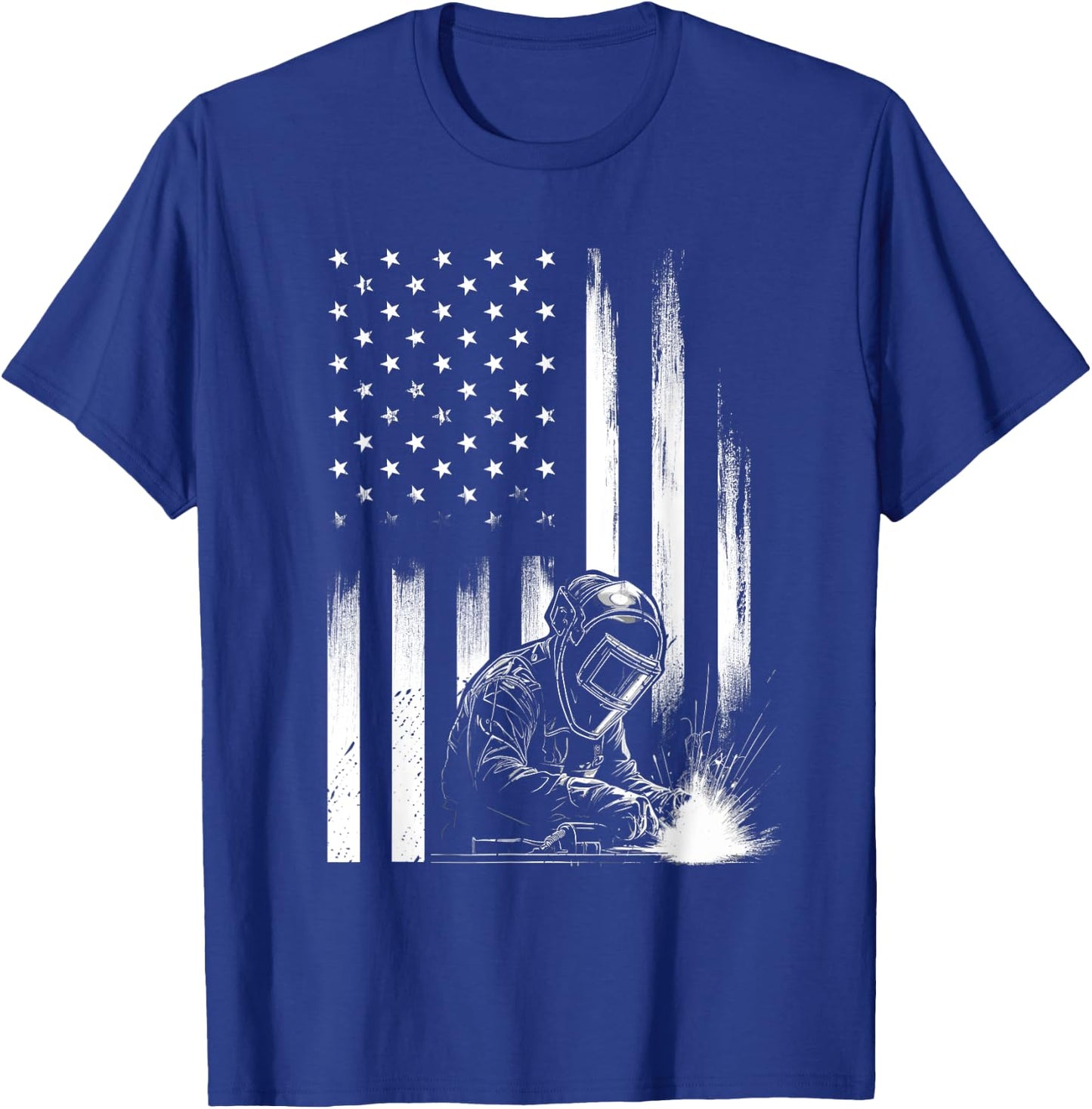 Welder American Flag Patriotic Welding Men Welder USA Flag T-Shirt - T-Shirt | Royal
