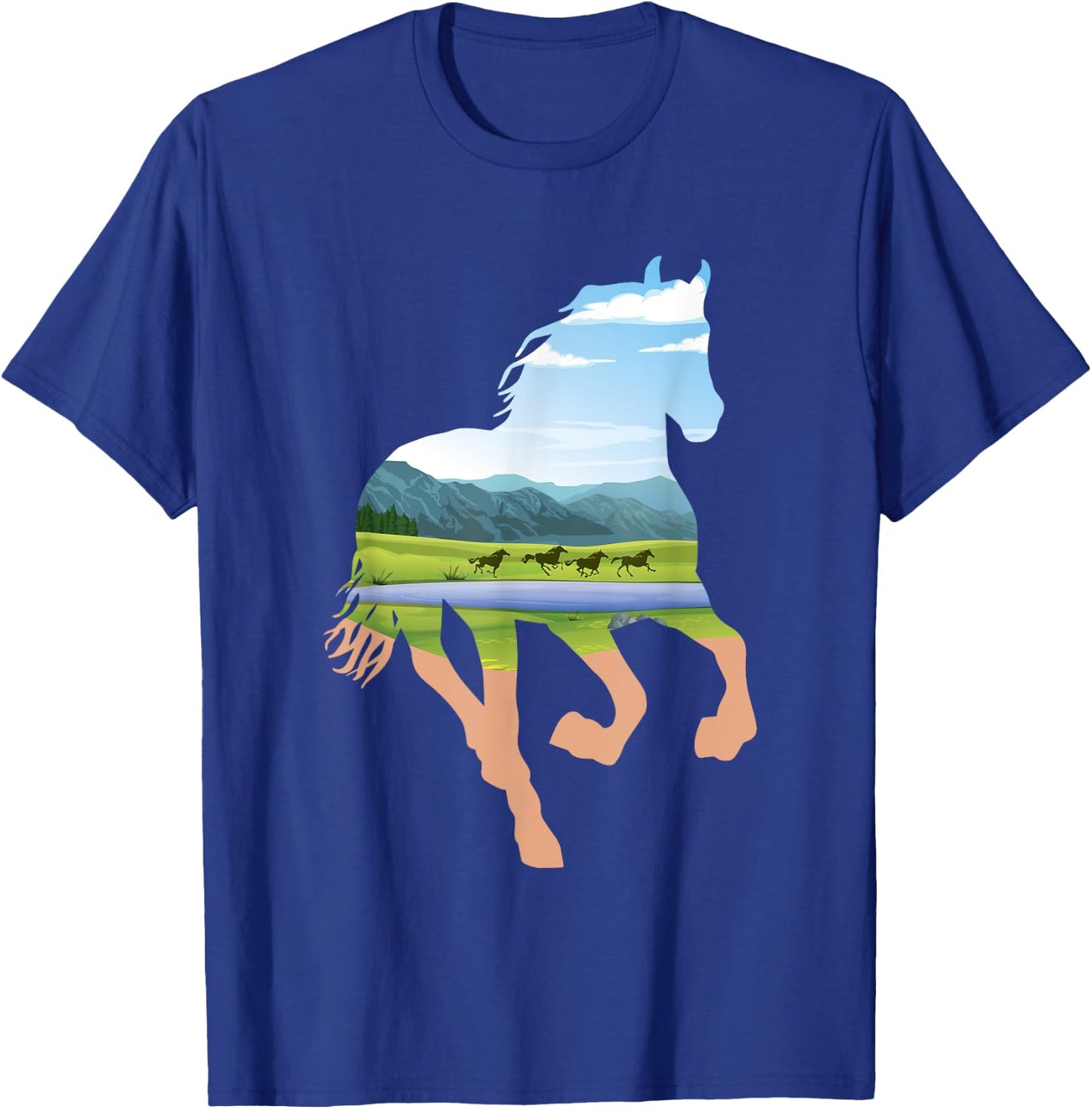 Horse Landscape Design - Horses Lover Equestrian Horseman T-Shirt - T-Shirt | Royal