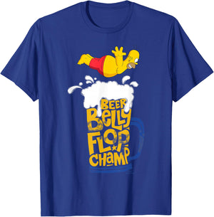 The Simpsons Homer Beer Belly Flop Champ T-Shirt - T-Shirt | Royal