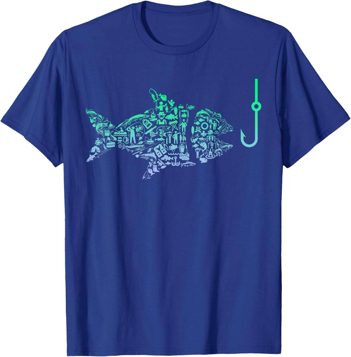 Cool Fish Hook Silhouette Graphic Angler Gear Youth Fishing T-Shirt - T-Shirt | Royal
