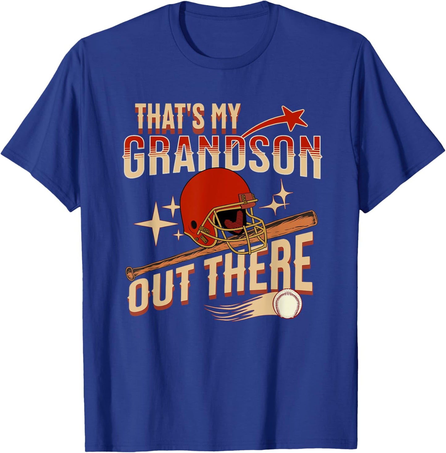 Vintage That's My Grandson Out There Baseball Grandpa T-Shirt - T-Shirt | Royal