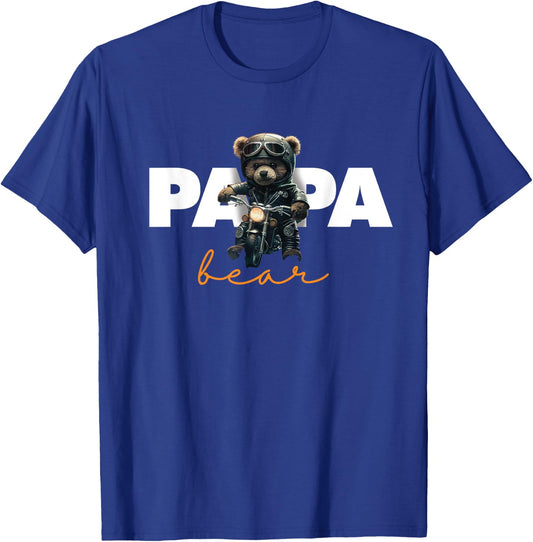 Funny Papa Biker Bear | Motorsport Motorcycle | Father Biker T-Shirt - T-Shirt | Royal