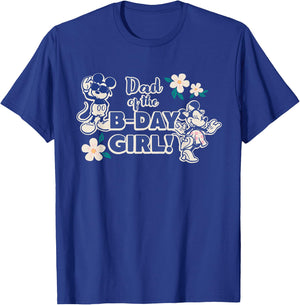 Disney Mickey & Minnie Mouse Birthday Dad of The B-Day Girl T-Shirt - T-Shirt | Royal
