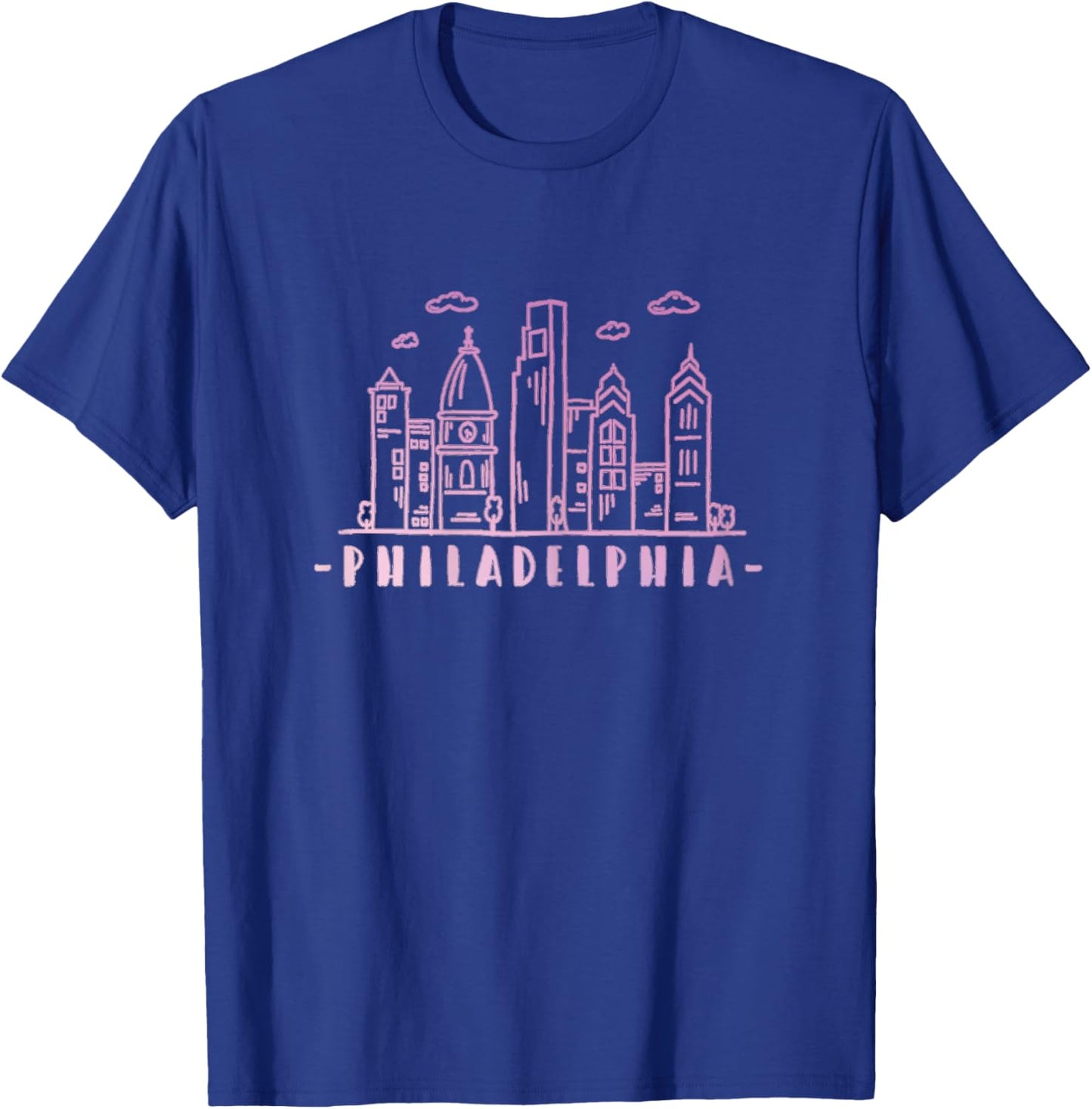 Philadelphia Pennsylvania Pink Vintage Skyline T-Shirt - T-Shirt | Royal