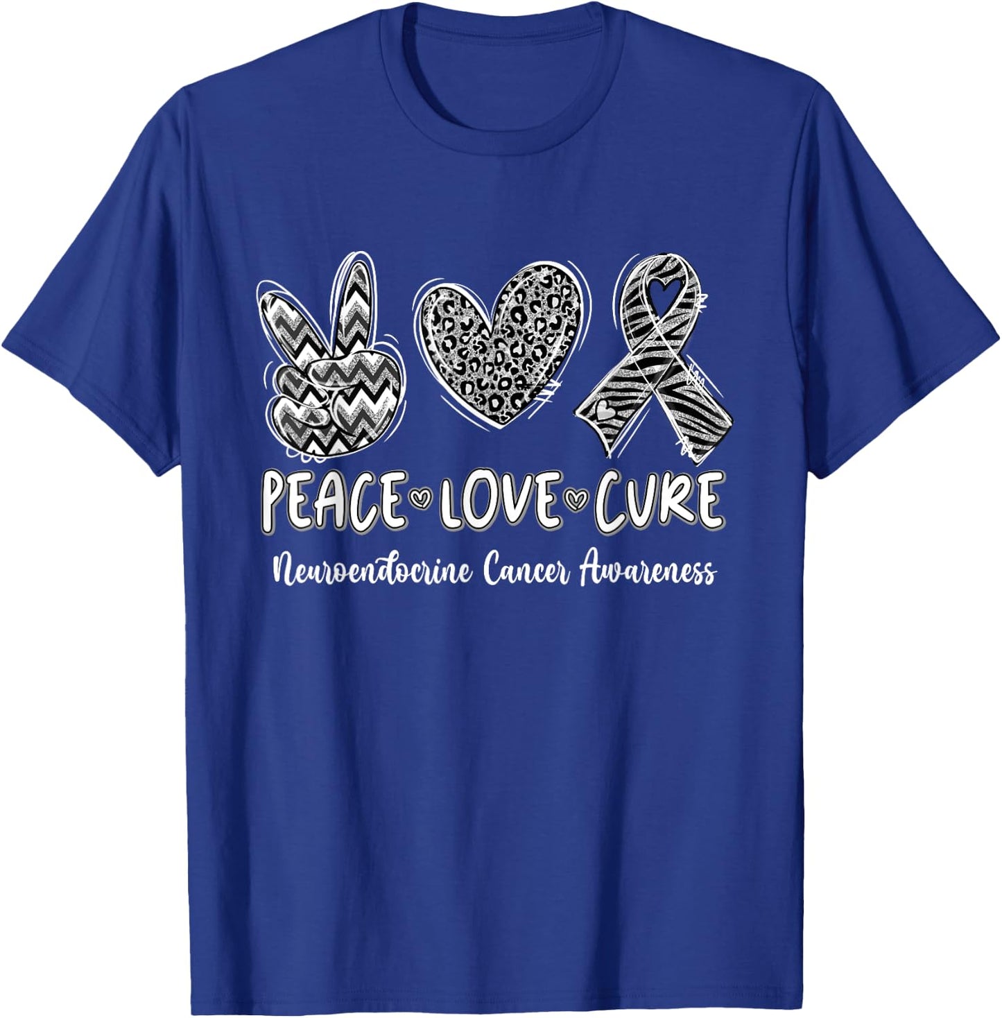 Peace Love Cure Women Neuroendocrine Cancer T-Shirt - T-Shirt | Royal