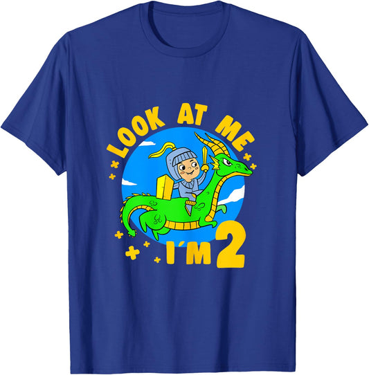 2 Years Old Birthday Boy Dragon & Knight - 2nd B-Day Party T-Shirt - T-Shirt | Royal
