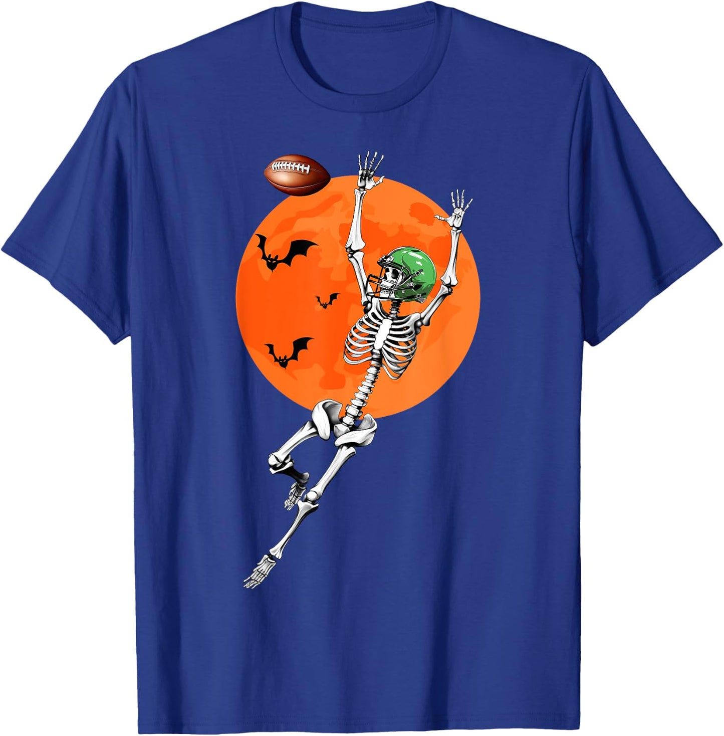 Football Skeleton Halloween Football Player T-Shirt - T-Shirt | Royal
