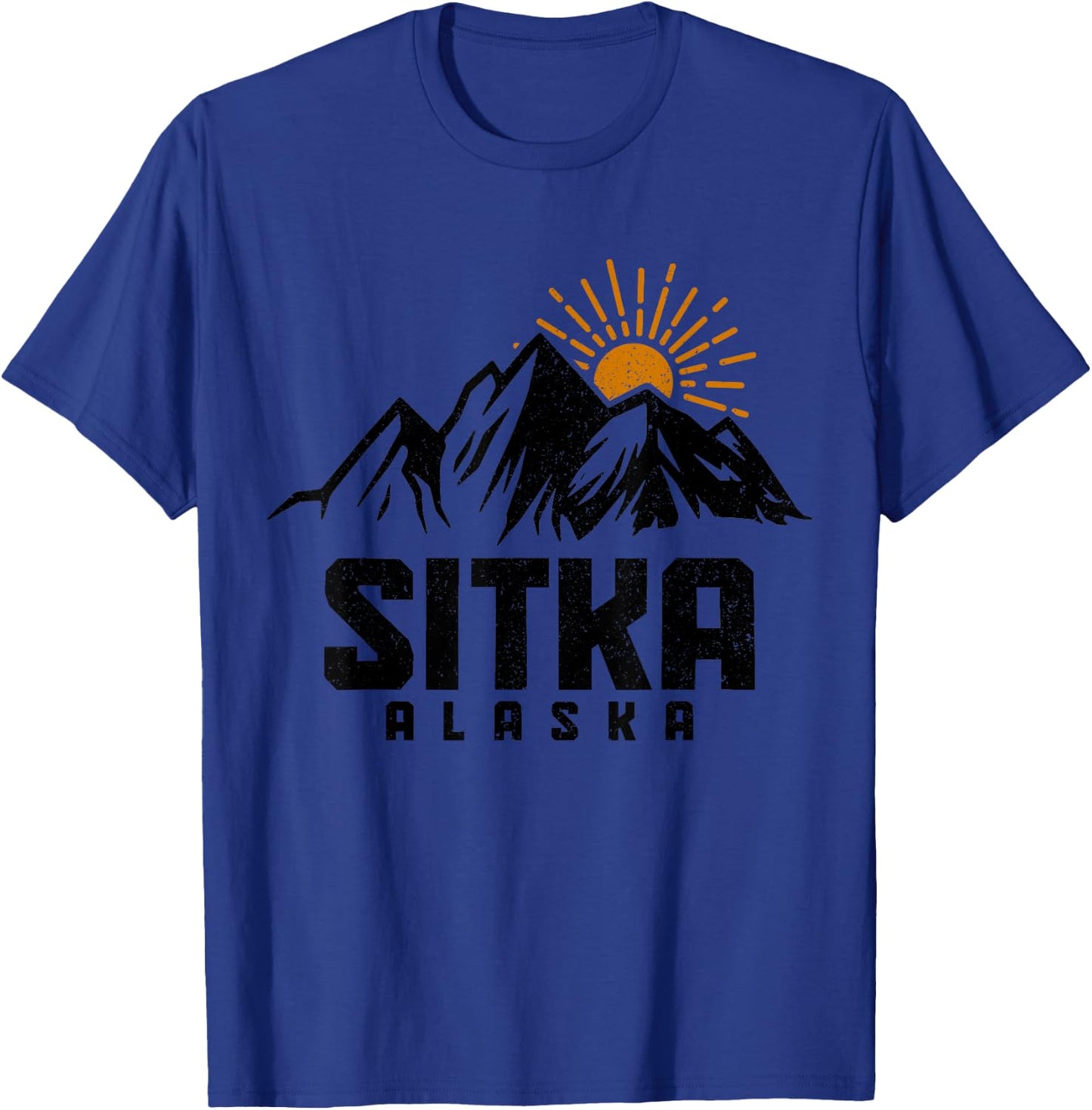 Sitka Alaska Vintage Mountains Sunset Hiking Nature T-Shirt - T-Shirt | Royal