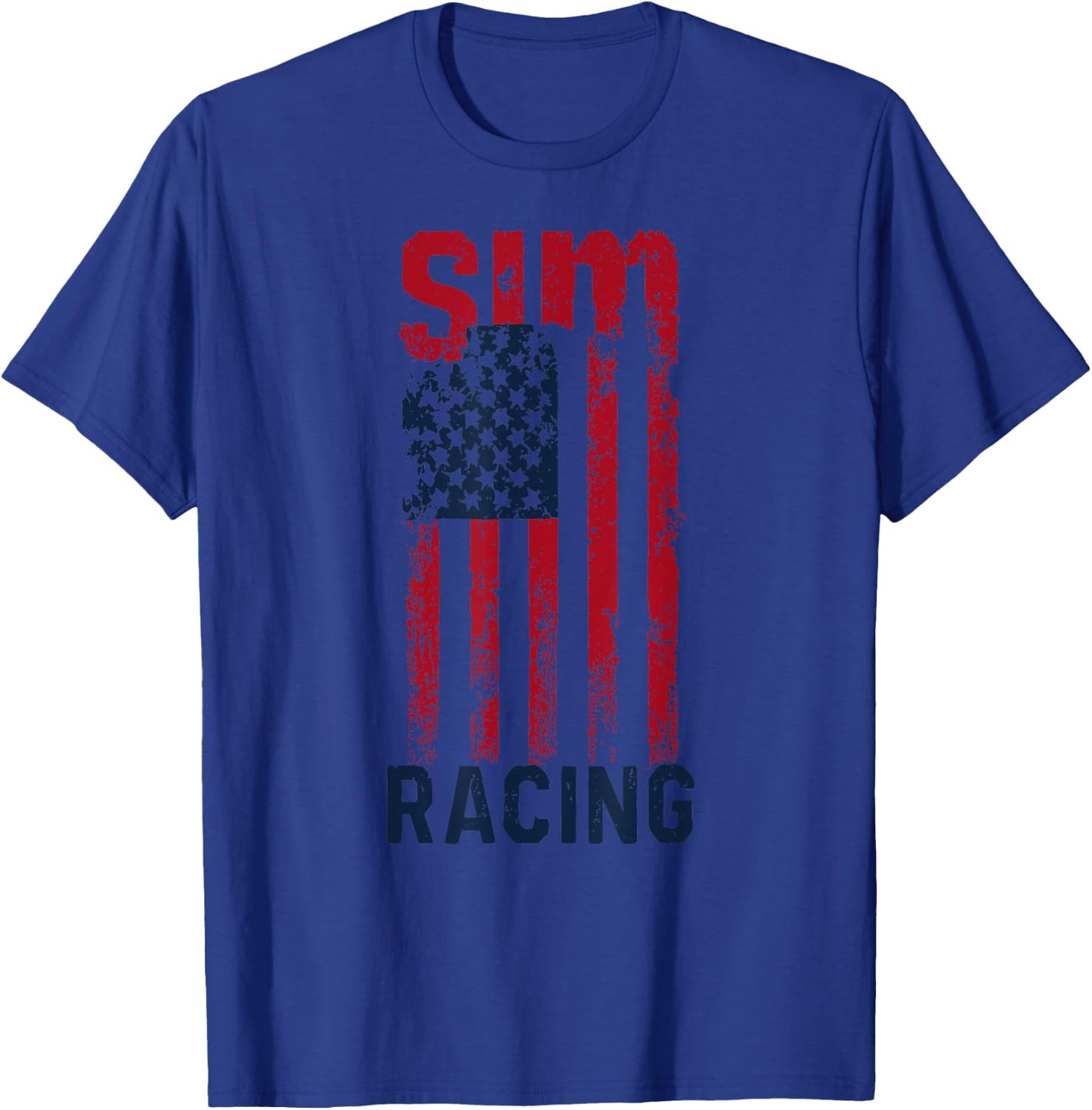 Sim Racing American Flag T-Shirt - T-Shirt | Royal