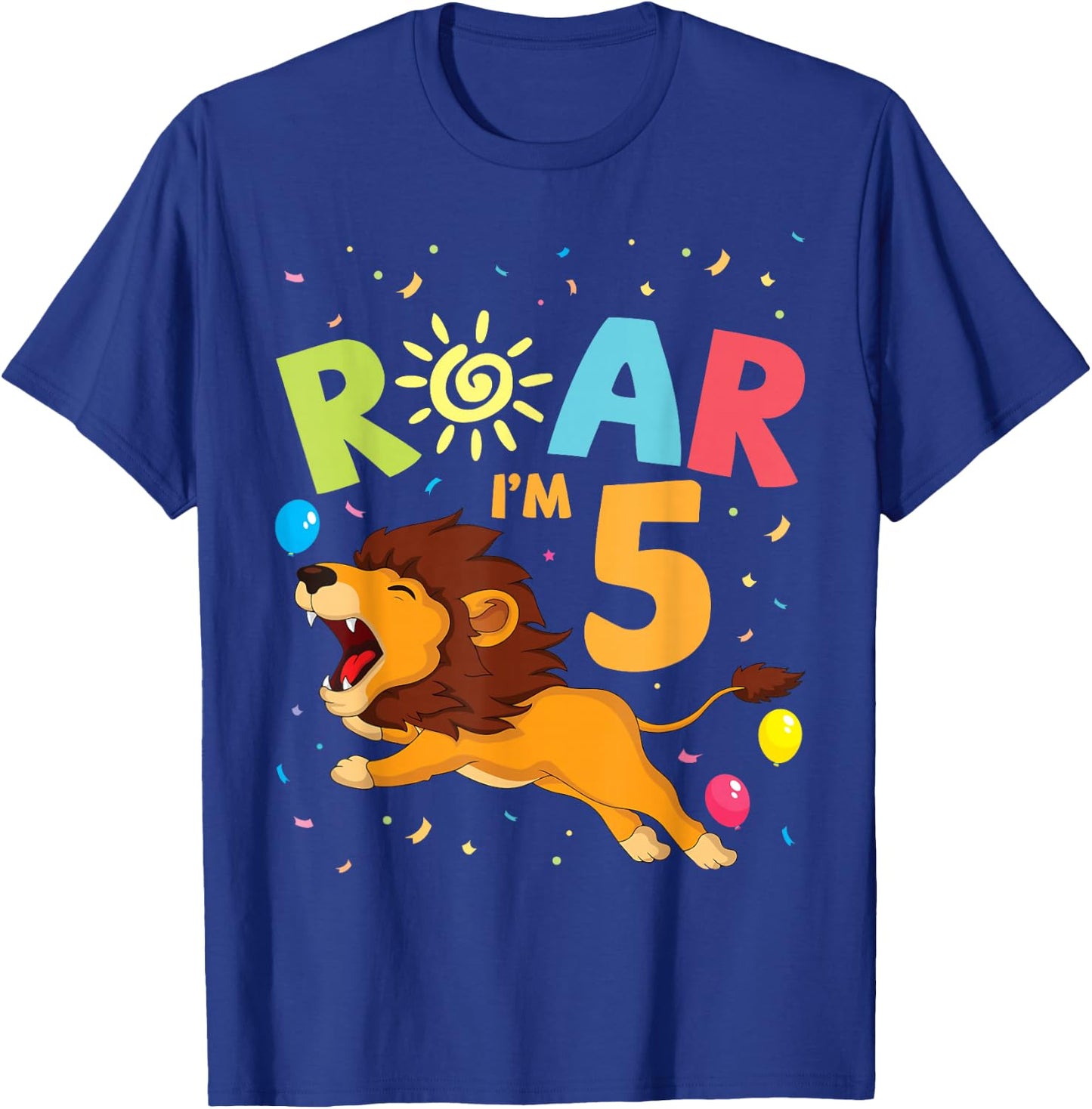 Lion Rawr I'm 5 Years Old Happy 5th Birthday To Me You Lover T-Shirt - T-Shirt | Royal