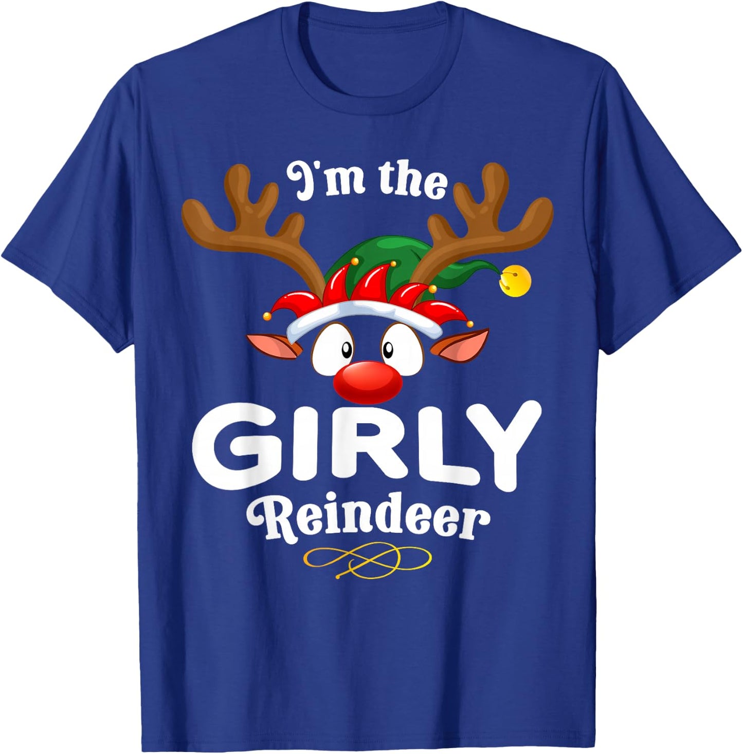 Christmas PJS Girly XMas Reindeer Matching T-Shirt - T-Shirt | Royal