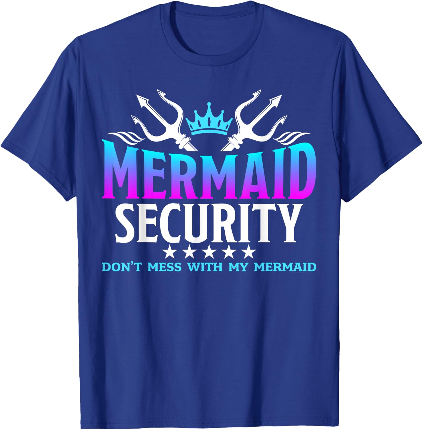 Mermaid Security Family Birthday Halloween Costume Boys Men T-Shirt - T-Shirt | Royal
