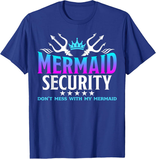 Mermaid Security Family Birthday Halloween Costume Boys Men T-Shirt - T-Shirt | Royal