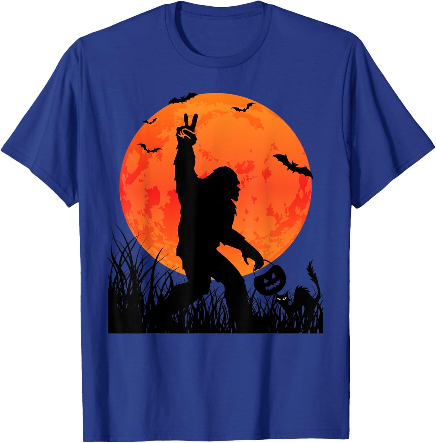 Funny Halloween Rocking Sasquatch Bigfoot Halloween T-Shirt - T-Shirt | Royal