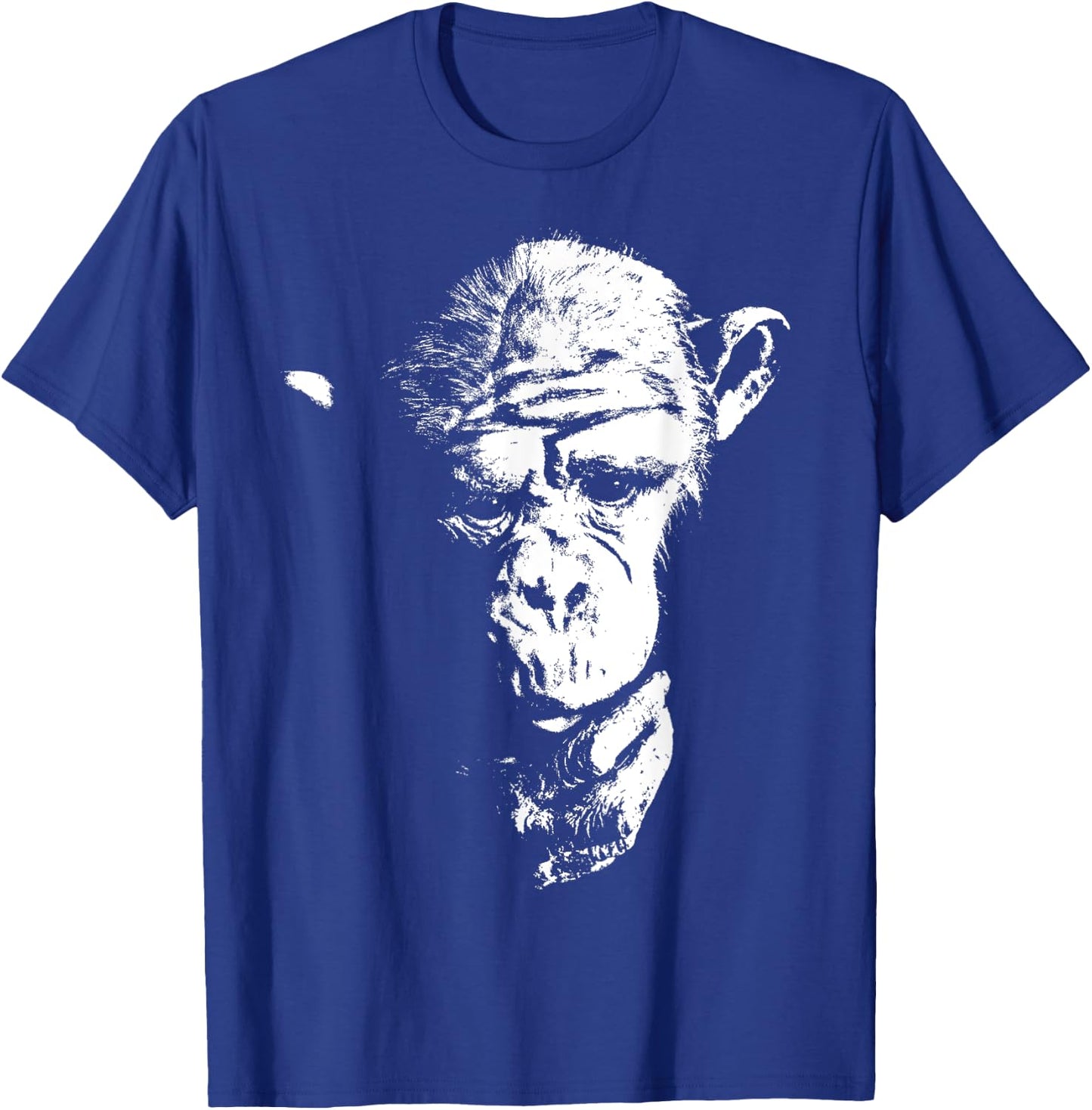 Cool Thinking Monkey, Chimpanzee Face, Ape, Chimp, Primate T-Shirt - T-Shirt | Royal