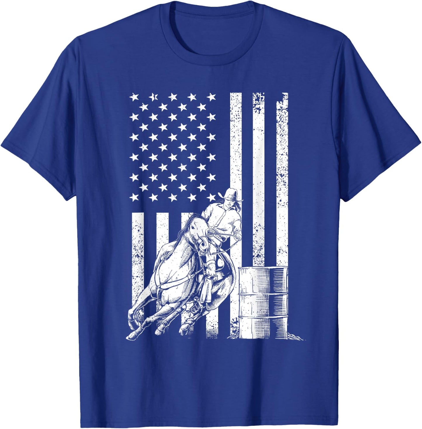 Funny Barrel Racing Design Women US Flag Rodeo Lover T-Shirt - T-Shirt | Royal