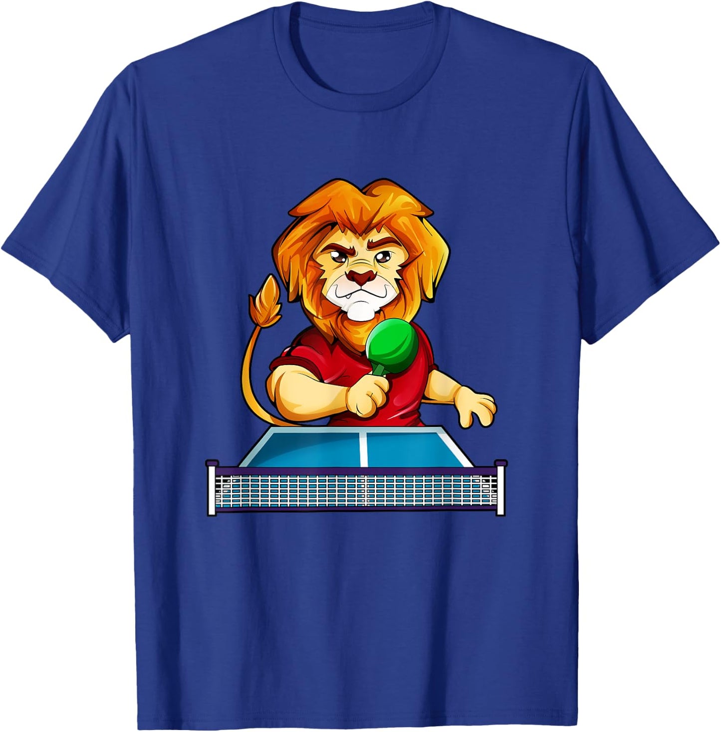 Cartoon lion playing table tennis T-Shirt - T-Shirt | Royal