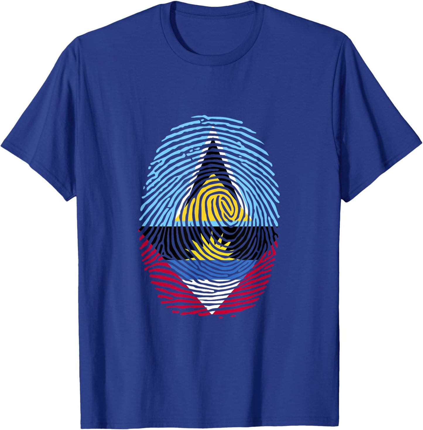 St Lucia and Antigua Fingerprint Saint Lucian Antiguan Roots T-Shirt - T-Shirt | Royal