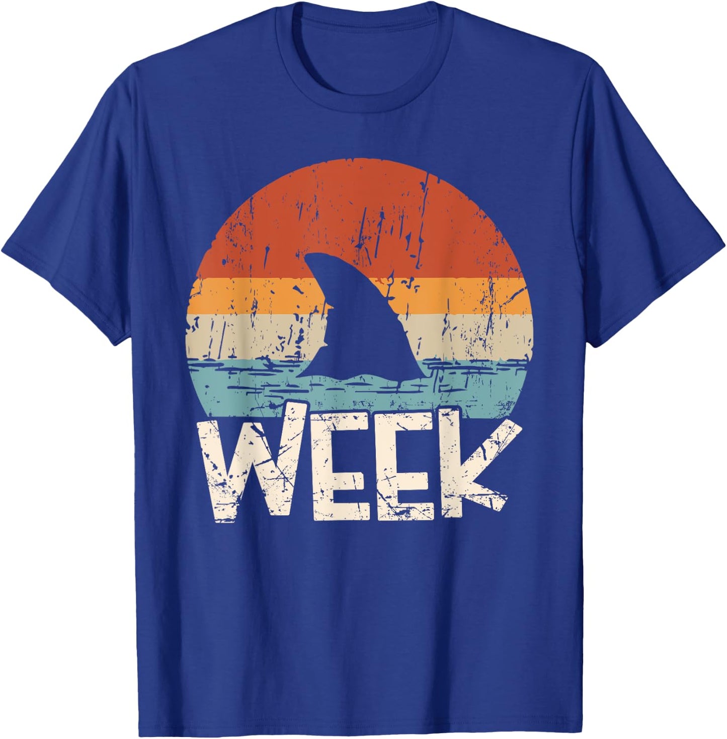 Week Marine Biologist Retro Shark Fin Lover Ocean Wildlife T-Shirt - T-Shirt | Royal