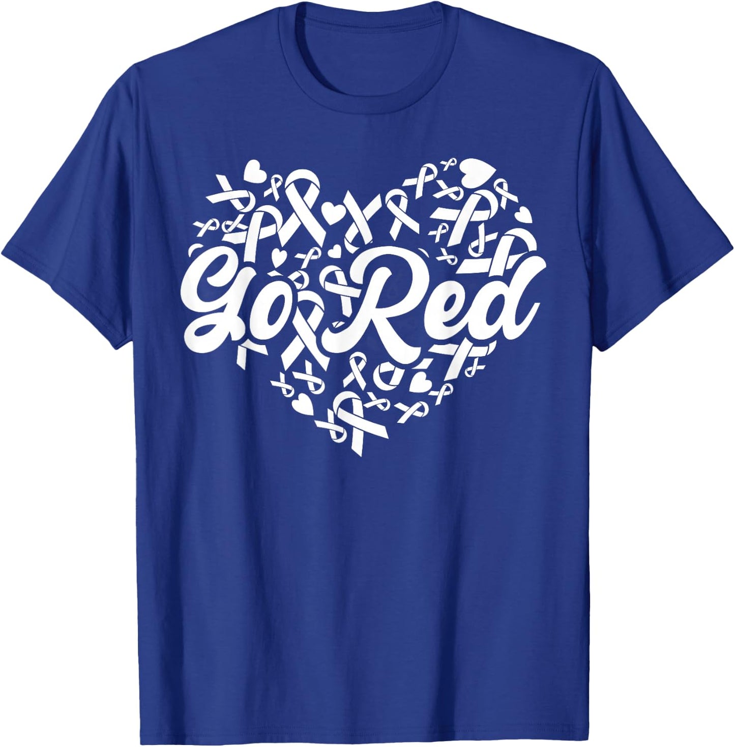 February Heart Disease Awareness Month Red Heart American T-Shirt - T-Shirt | Royal