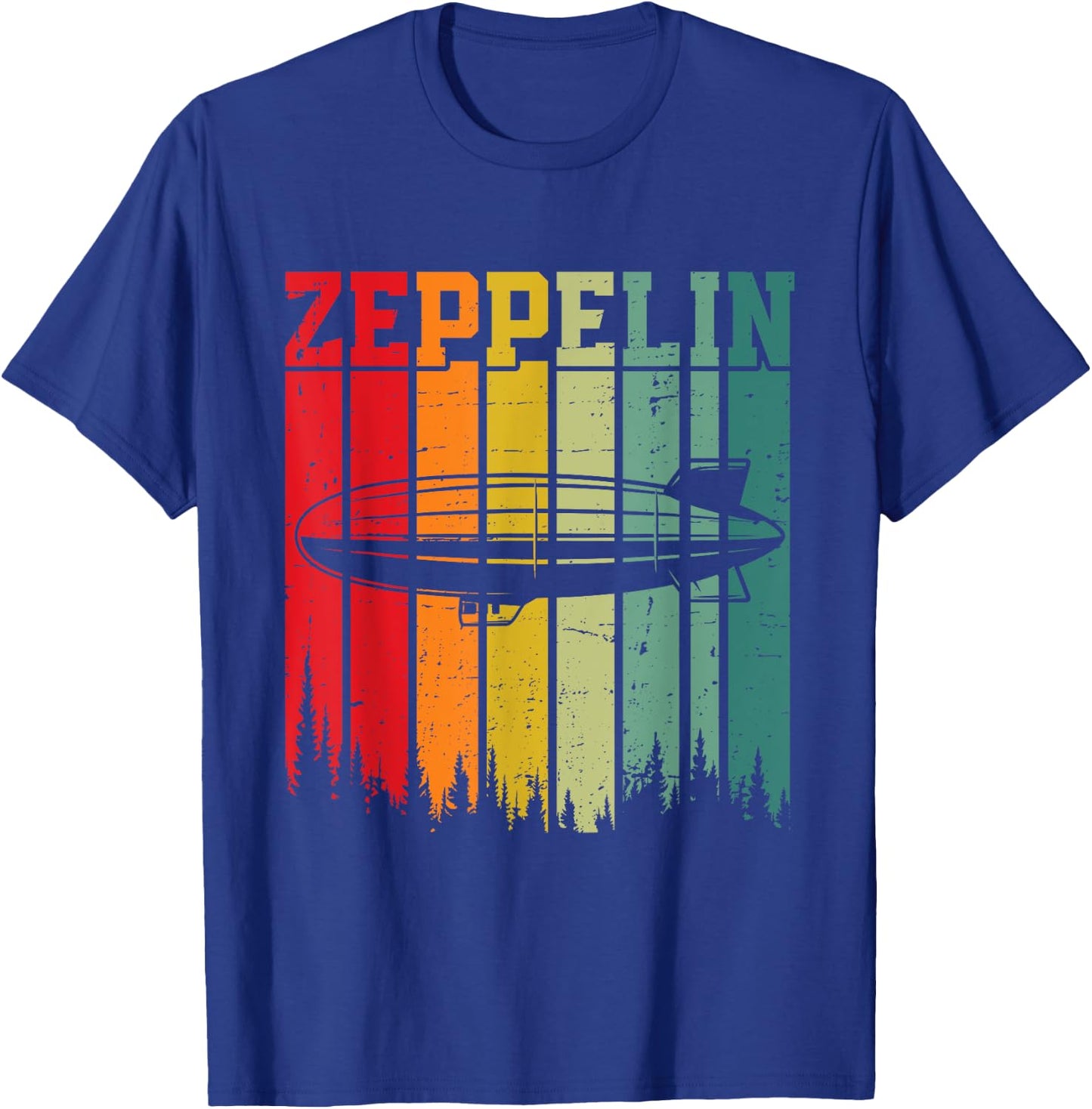 Retro Zeppelin 70s 80s Dirigible Airship Zepelin Zepplin T-Shirt - T-Shirt | Royal