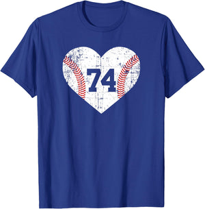 Vintage Baseball 74 Jersey Number T-Shirt - T-Shirt | Royal