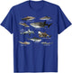 Educational Shark Types Faces Sea Mammals Marine Biologist T-Shirt - T-Shirt | Royal