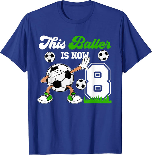 8th Birthday Soccer Boy Eight Year Old Soccer Player T-Shirt - T-Shirt | Royal