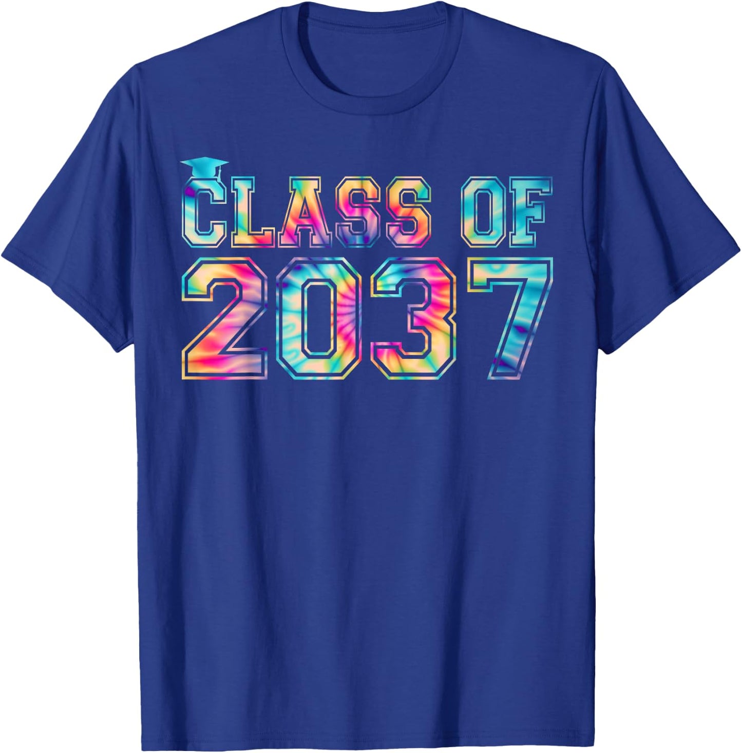 Class Of 2037 Pre-K Graduate Preschool Tie Dye Graduation T-Shirt - T-Shirt | Royal
