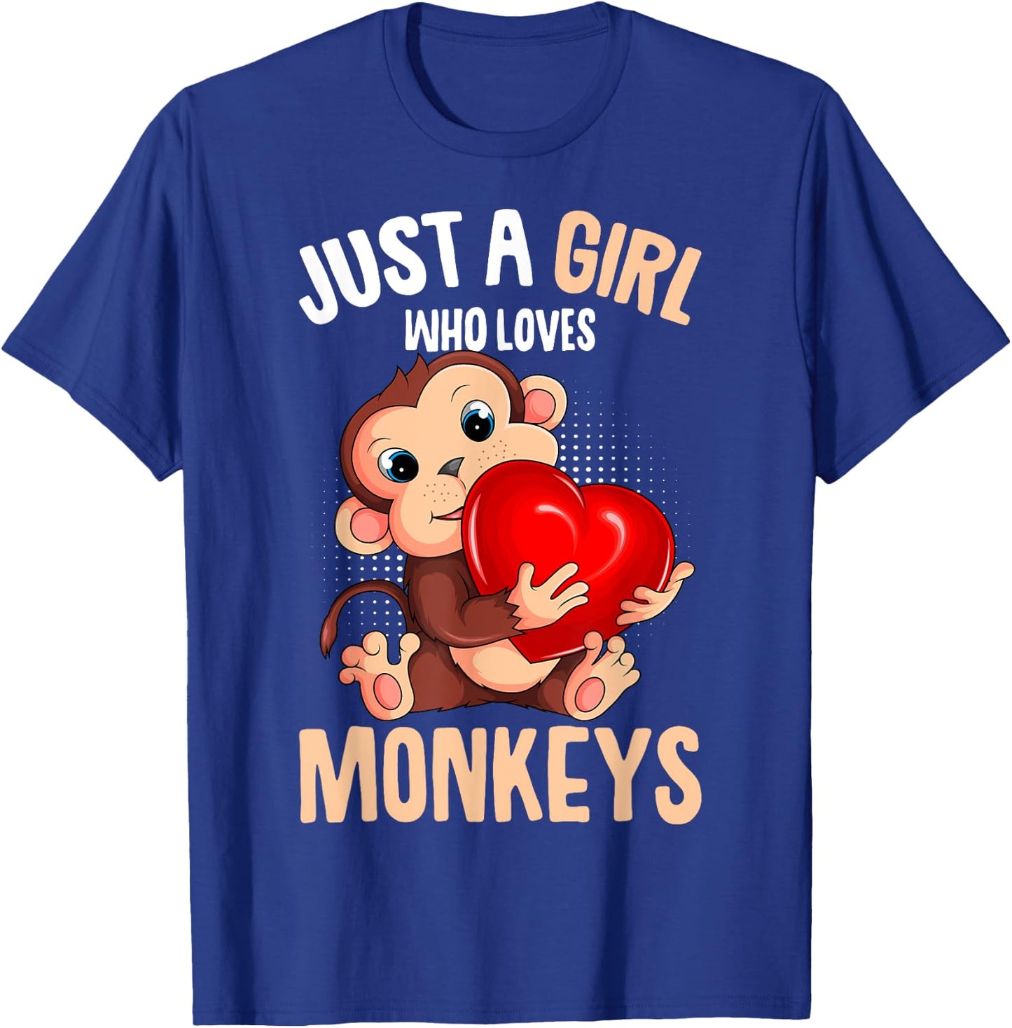 Just A Girl Who Loves Monkeys Girls Kids Monkey T-Shirt - T-Shirt | Royal
