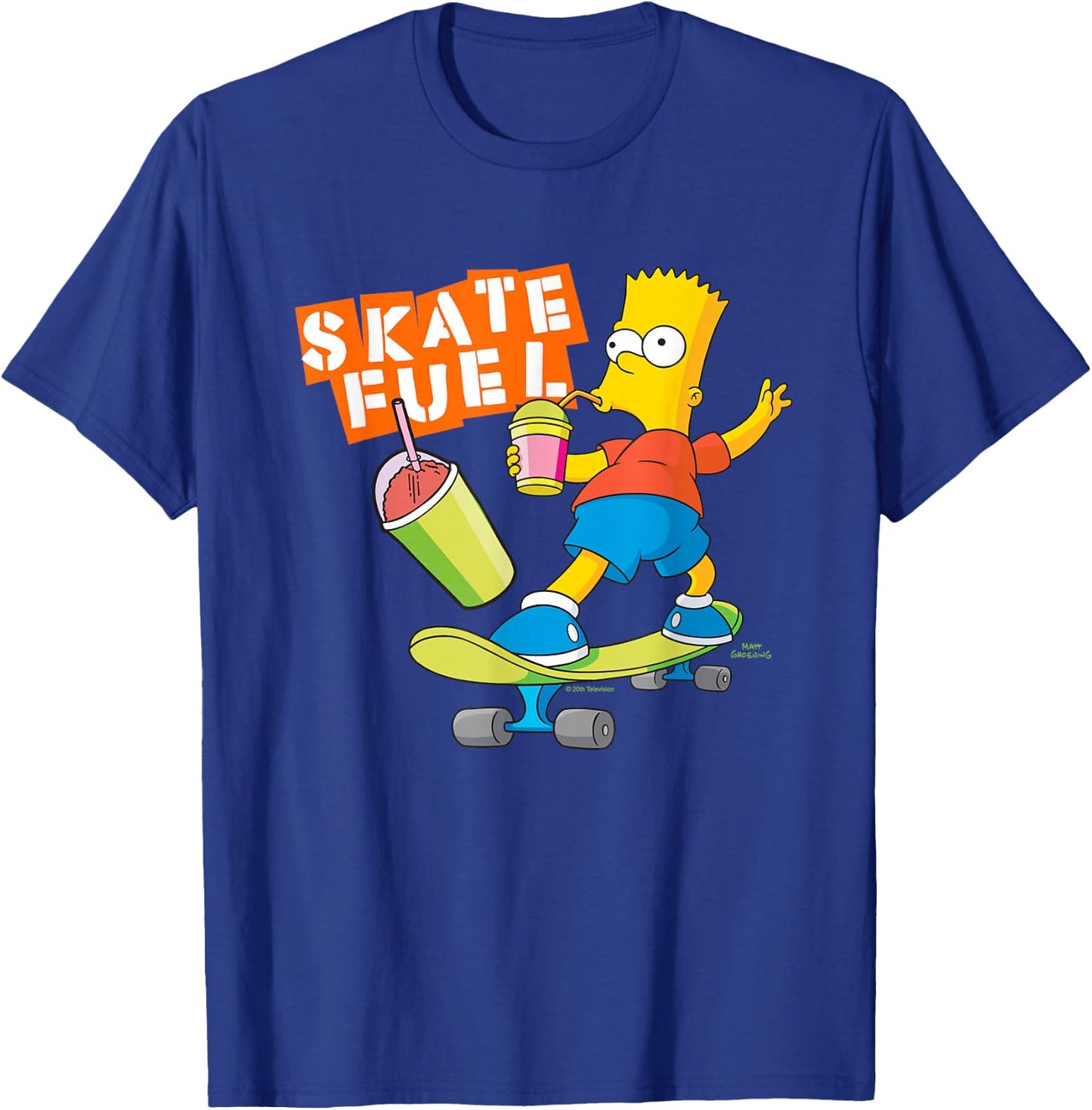 The Simpsons Bart Simpson Skate Fuel Skateboard Squishee T-Shirt - T-Shirt | Royal