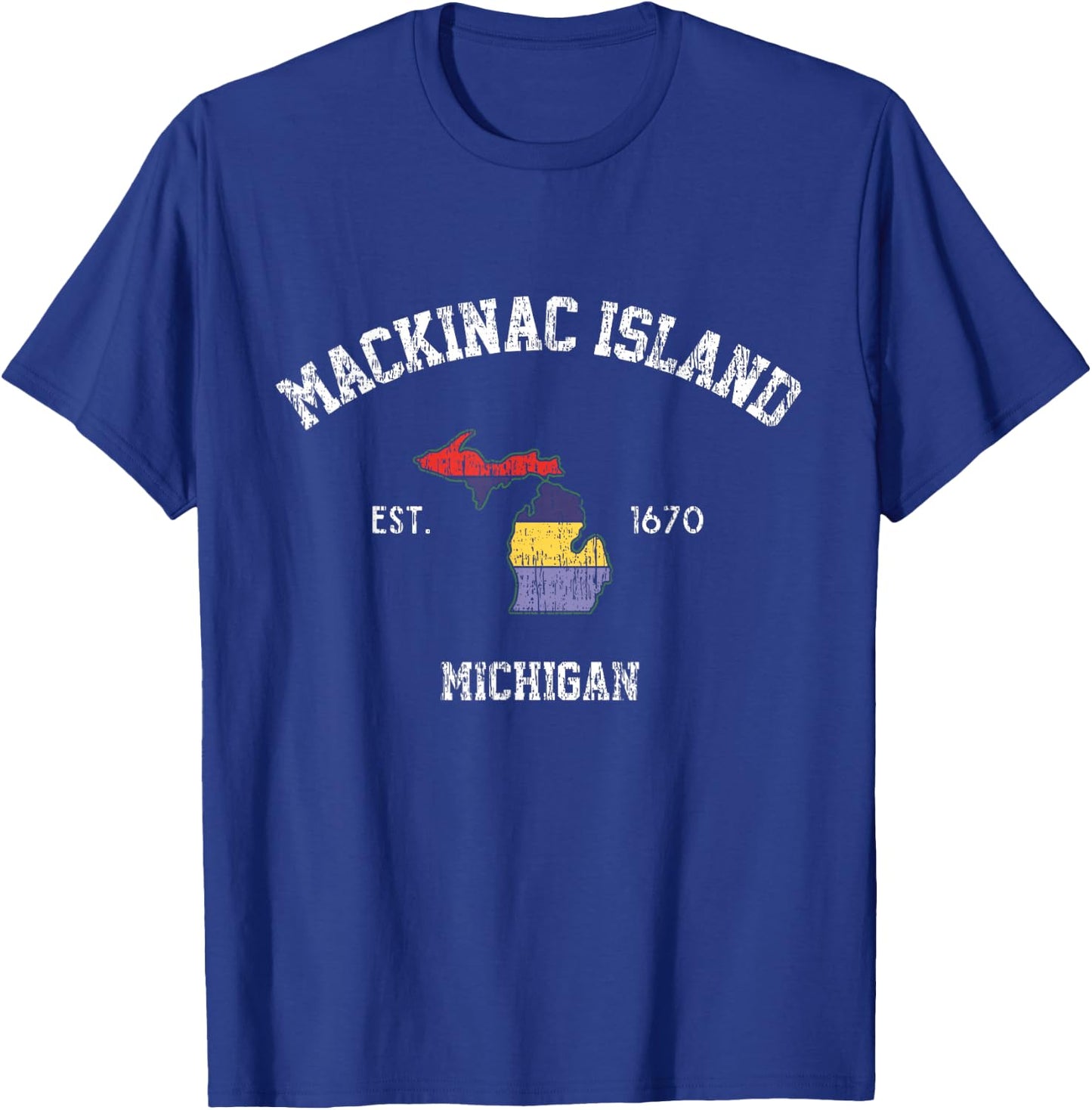 Mackinac Island Michigan Vintage MI State Retro Sports T-Shirt - T-Shirt | Royal
