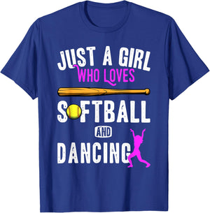 Just a girl who loves dancing and softball kids funny saying T-Shirt - T-Shirt | Royal
