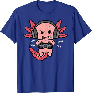 Gamer Axolotl Funny Video Gaming Men Boys Kids Youth Teens T-Shirt - T-Shirt | Royal