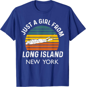 Long Island NY Souvenir Native Long Islander Map NYC Girls T-Shirt - T-Shirt | Royal