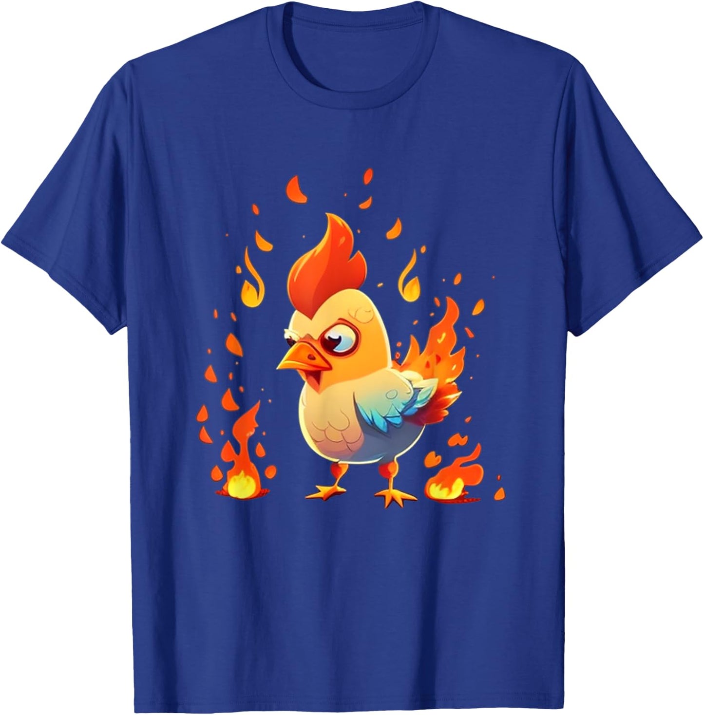 Funny looking Fire Chicken T-Shirt - T-Shirt | Royal
