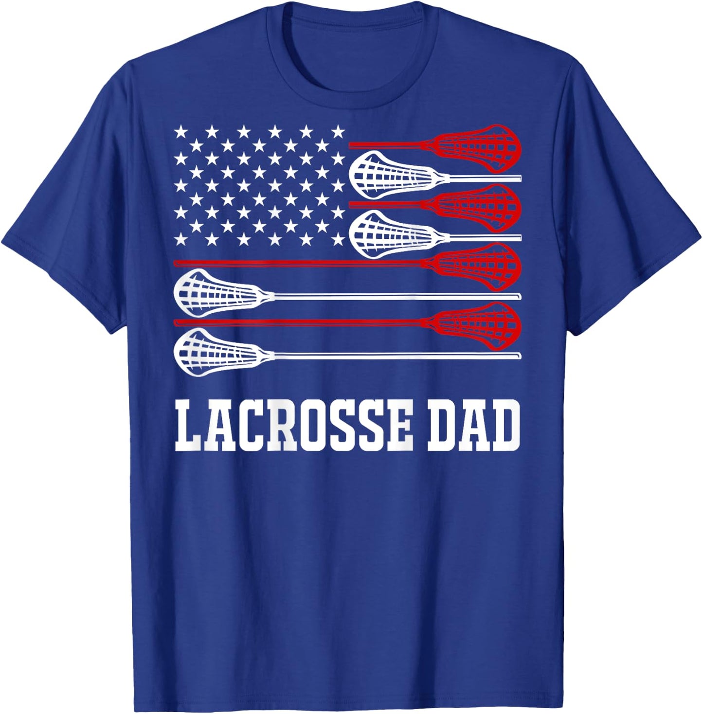 Vintage Lacrosse Dad Lax Dad USA Flag Patriotic USA T-Shirt - T-Shirt | Royal