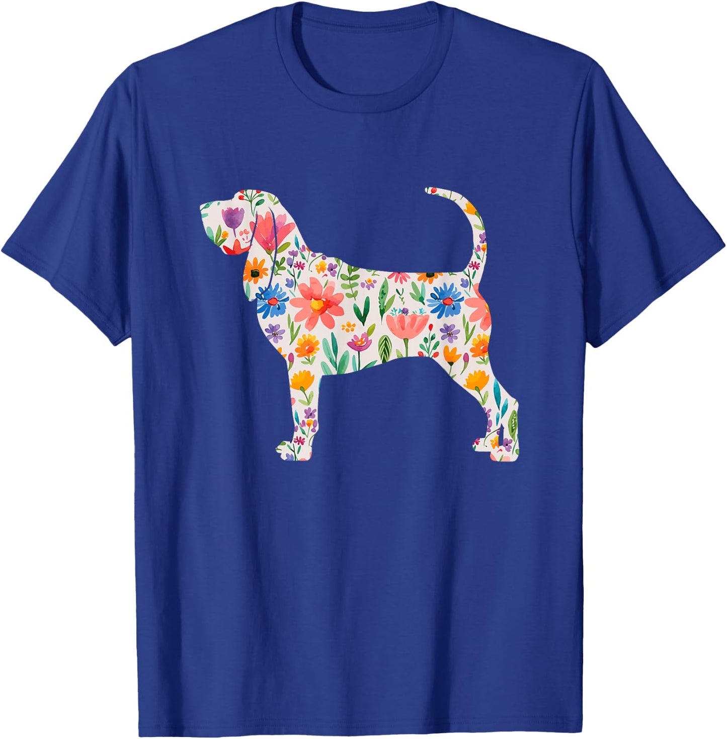 Bloodhound watercolor flowers design T-Shirt - T-Shirt | Royal