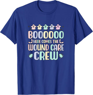 Wound Care Crew, Women Wound Nurse Halloween Ghost T-Shirt - T-Shirt | Royal