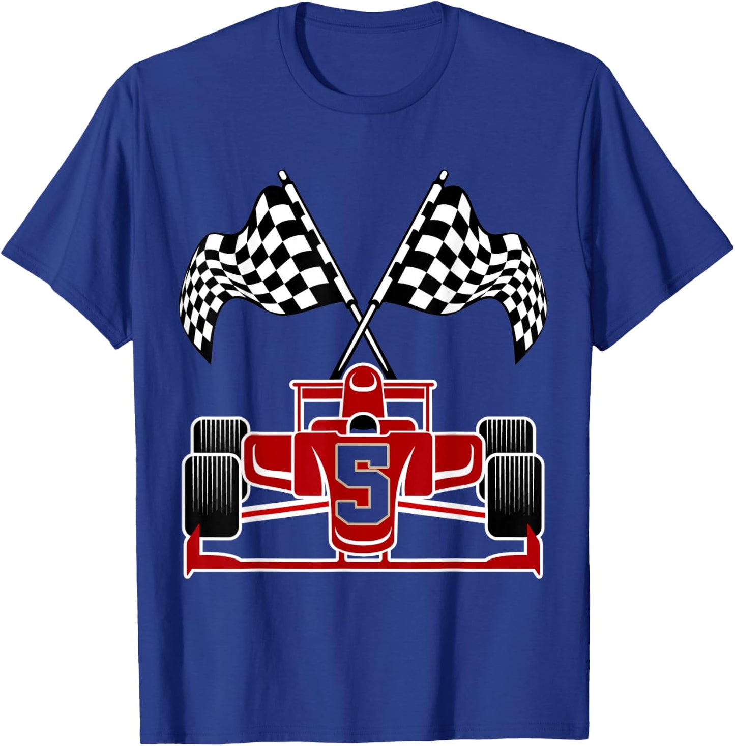 Kids Race Car 5th Birthday Party Racing Car Boys 5 Year Old T-Shirt - T-Shirt | Royal